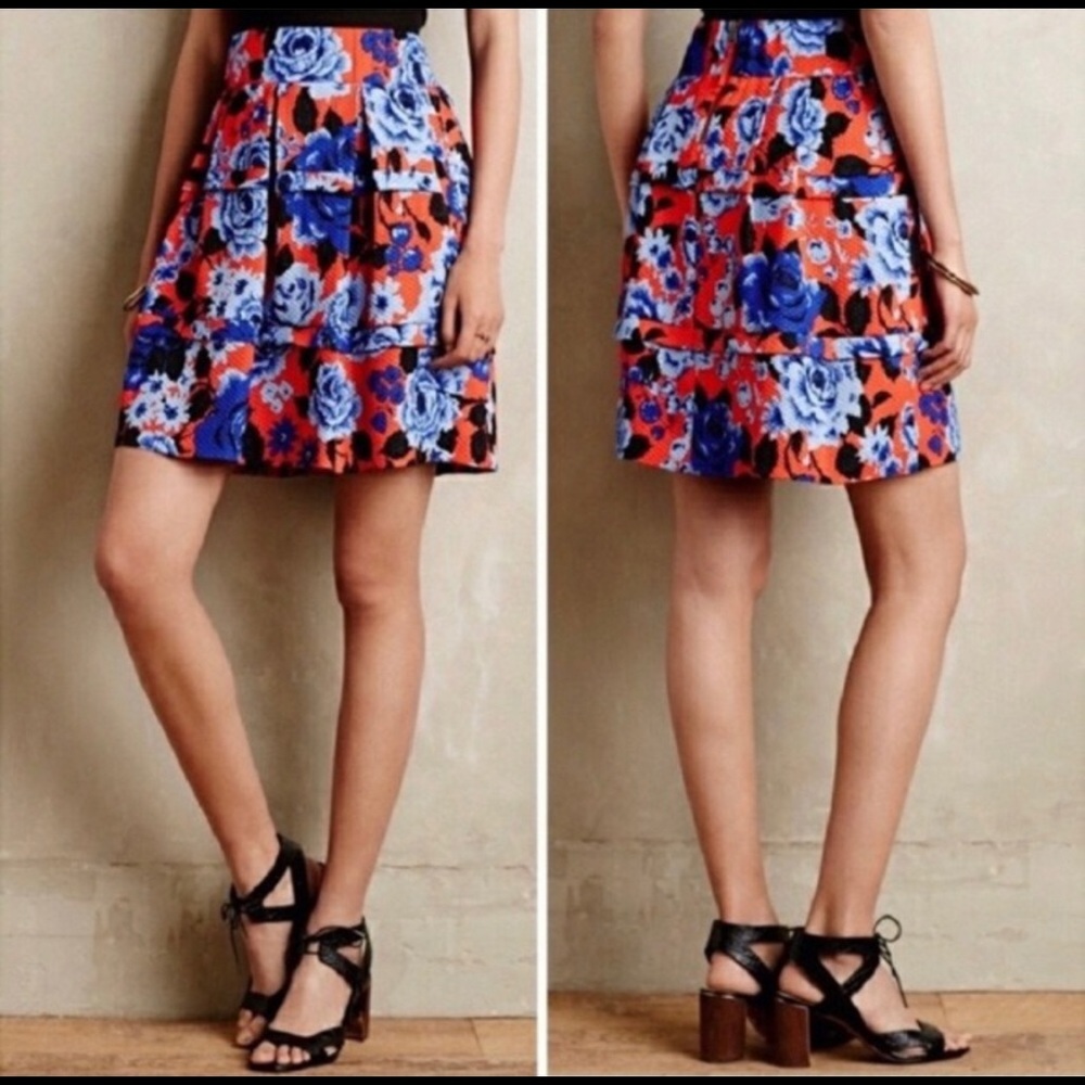 Red and blue floral skirt from Anthro